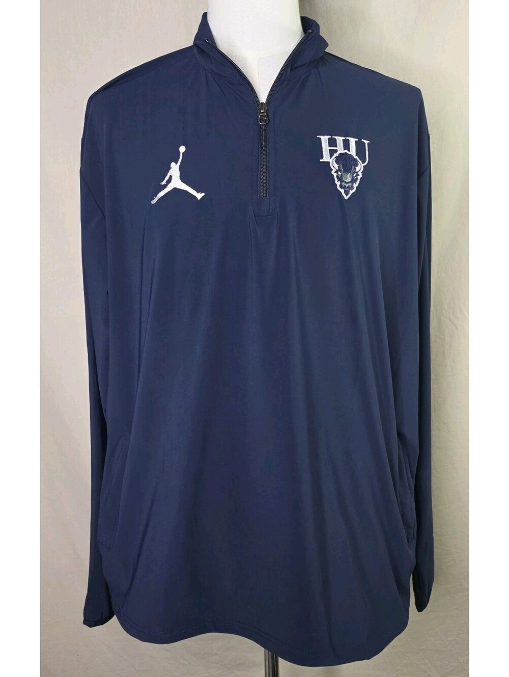 Jordan Brand Howard University Bison Quarter Zip Pullover Mens 2XL Navy NWOT